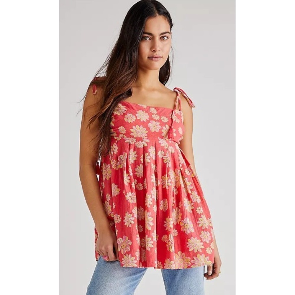 Free People Inigo Molly Tunic‎ Floral Tassel Tie Boho Fairycore Romantic S